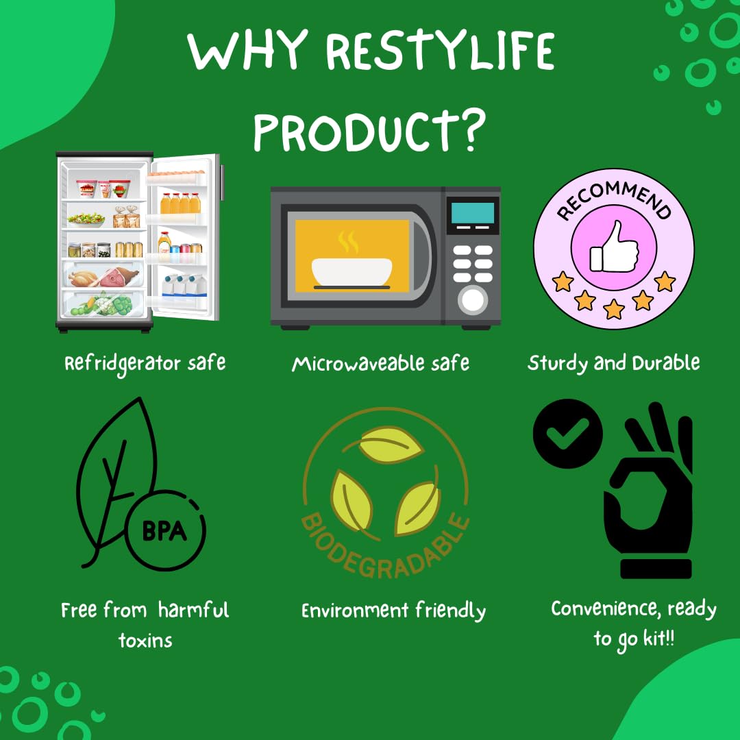 RESTYLIFE 300pcs Compostable Paper Plates Set - Heavy-Duty Biodegradable Plates, Bowls & Cutlery - Ideal for Parties, Weddings, Picnics, Camping