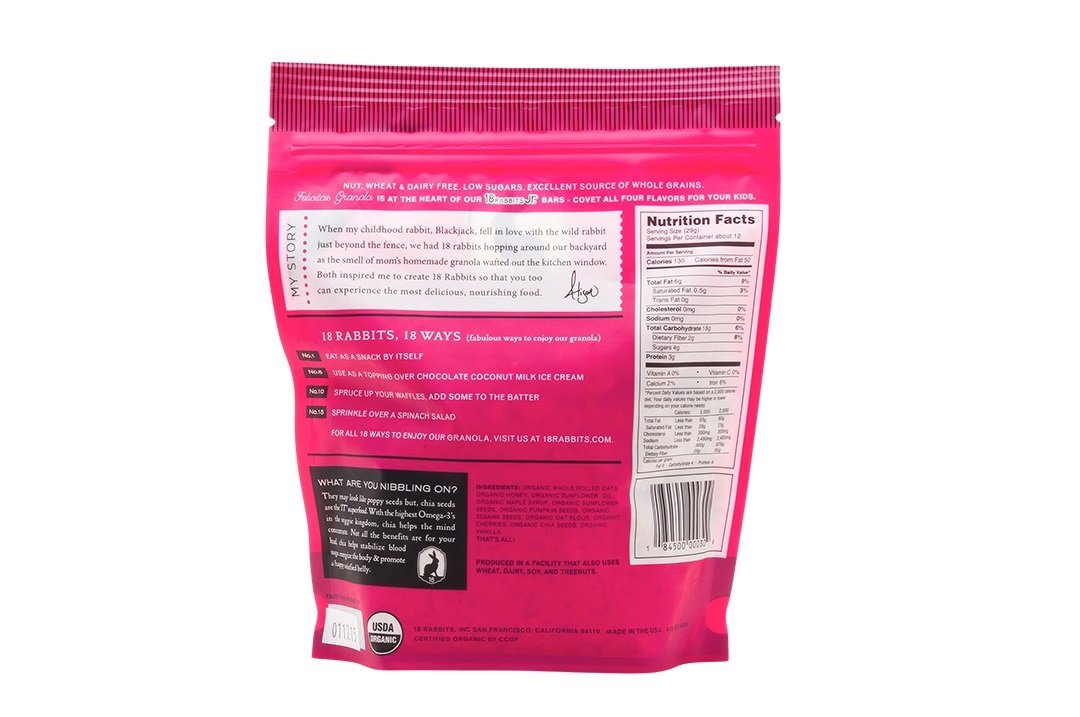 18 Rabbits Organic Felicitas Granola, Vanilla, Cherry and Chia, 12-Ounce Bags (Pack of 3)