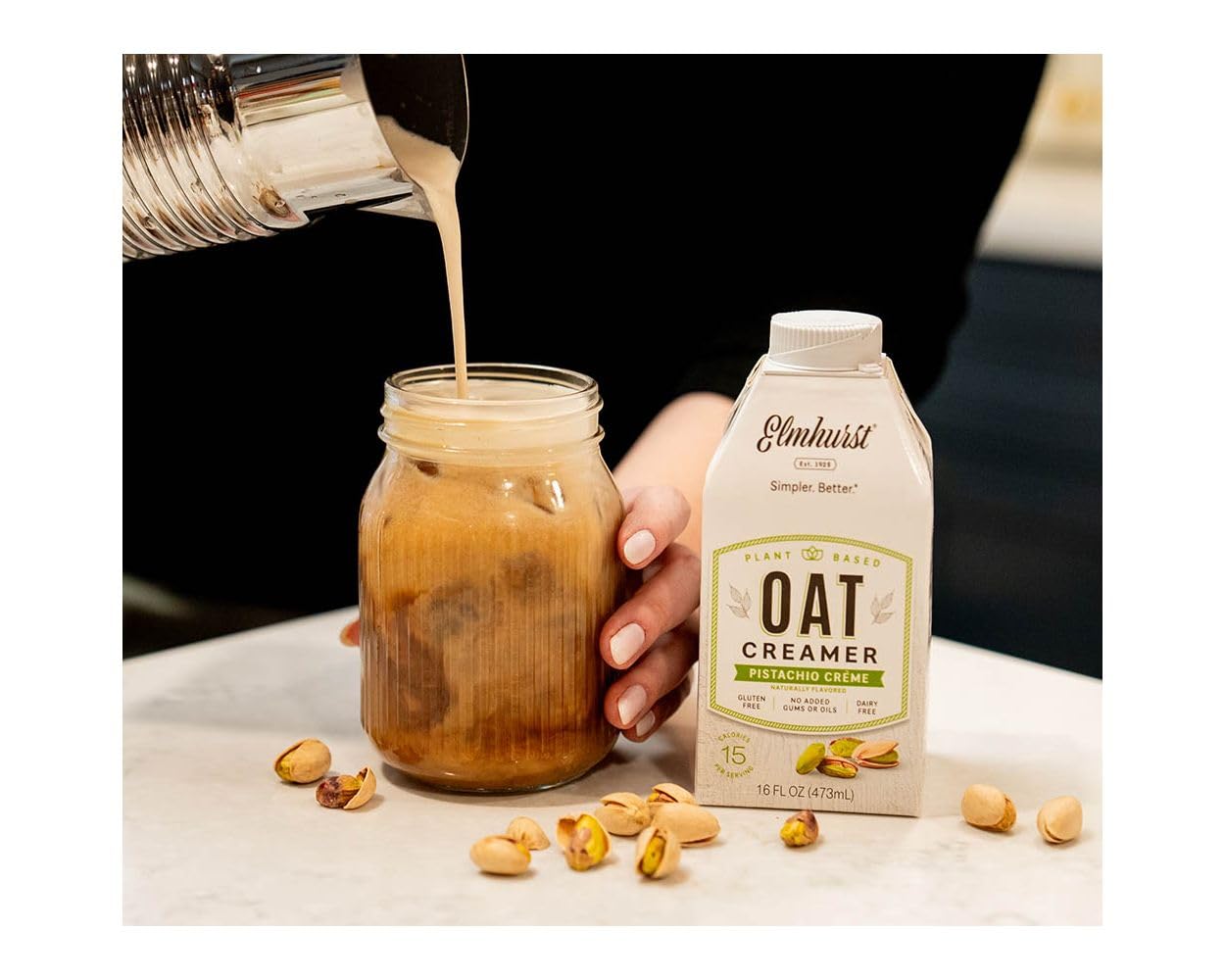 Elmhurst, Creamer Oat Pistachio, 16 Fl Oz