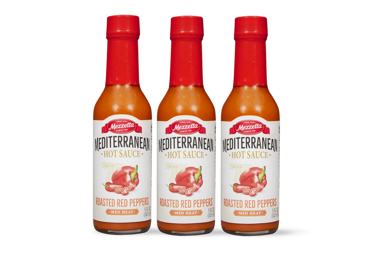 Mezzetta Roasted Red Pepper Sauce - Mediterranean Hot Sauce for Pizza, Pasta, Tacos, Chicken Wings - Non-GMO, Gluten Free - Medium Heat - 5 fl. oz