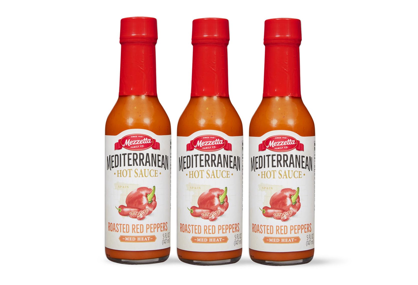 Mezzetta Roasted Red Pepper Sauce - Mediterranean Hot Sauce for Pizza, Pasta, Tacos, Chicken Wings - Non-GMO, Gluten Free - Medium Heat - 5 fl. oz