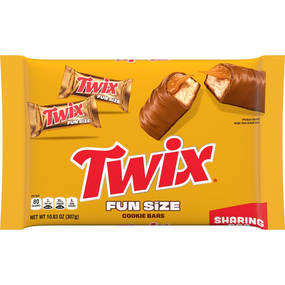 Twix, Fun Size Caramel Cookie Milk Chocolate Bars Individually Wrapped Party Candy Chocolate Candy Bars, 10.8 Ounce