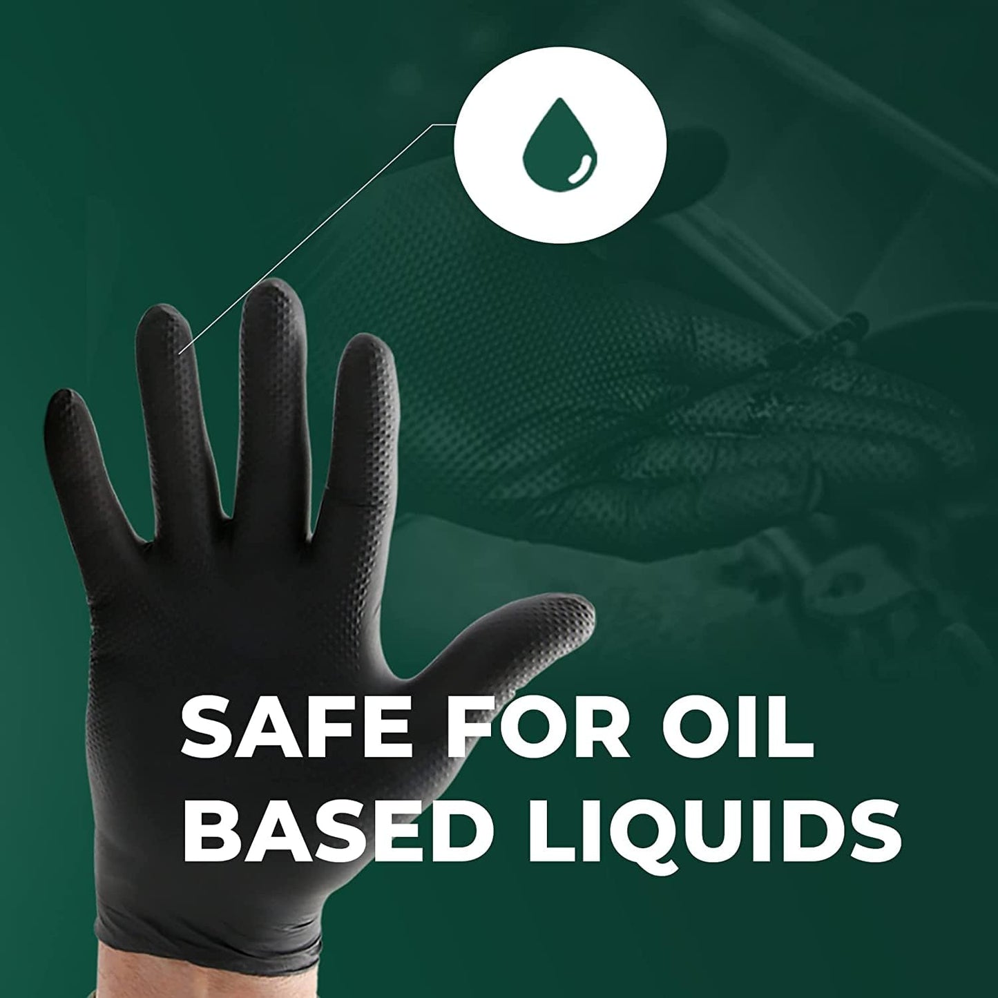 S&G Black Nitrile Gloves | 100 Pcs | Large | 6 Mil Heavy-Duty Latex & Powder Free - For Cleaning, Construction, Mechanic, Food Prep