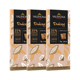 Valrhona Premium French Blonde Chocolate DULCEY 35% Cacao Tasting Bars - Creamy, Caramel Cookie Flavor Notes. Easy Melt and Tempering. Creamy