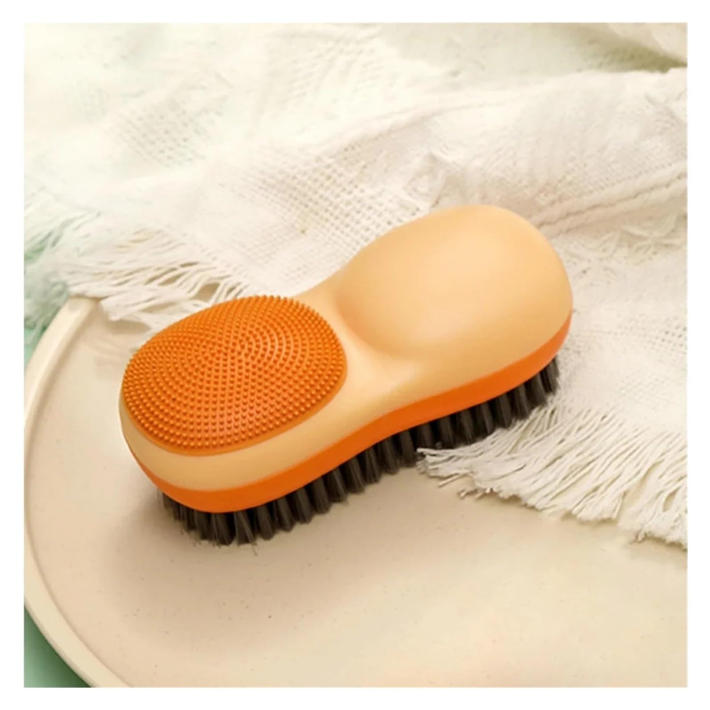 Double-Sided Laundry Stain Remover Brush, Soft Bristle And Silicone Scrubber For Clothes Shoes, Portable Household Cleaning Tool With Ergonomic