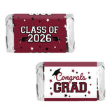 Maroon Class of 2026 Graduation Mini Candy Bar Wrappers, 42 Count