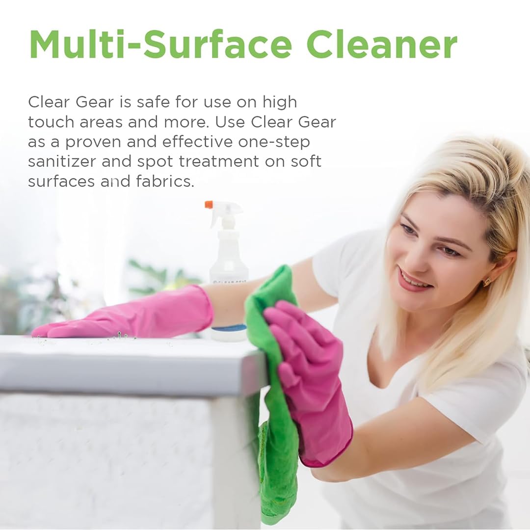 Clear Gear Disinfectant Cleaner, and Deodorizer For Sports Equipment, Gyms, and Fitness Centers - EPA-Registered, Hospital Grade, Made in USA - 1-Pack