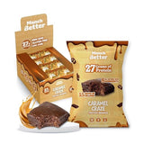 Munch Better Caramel Craze Protein Brownies - 27g Protein, Dairy-Free, Gluten-Free, Low Sugar, 15g Collagen, Clean Ingredients - 8 Count Box