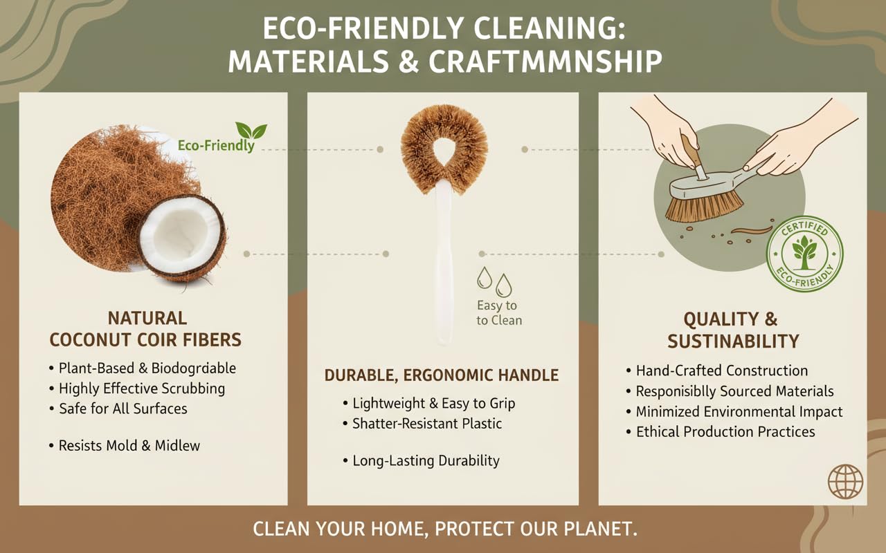 MI BRUSHAX 3-Piece Kitchen Brush Set - Plastic Handle Bottle Cleaners for Cups, Jars & Mugs (Wide Mouth) - Brown Bristle Scrubbers for Dish Washing
