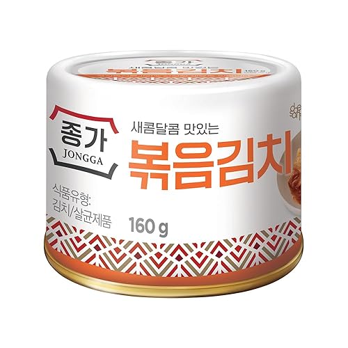 JONGGA Stir-Fried Can Kimchi (Pack of 1), Shelf Stable Canned Kimchi, Spicy Korean Authentic Fermented Pickled Cabbage, Perfect with Ramen, Noodles