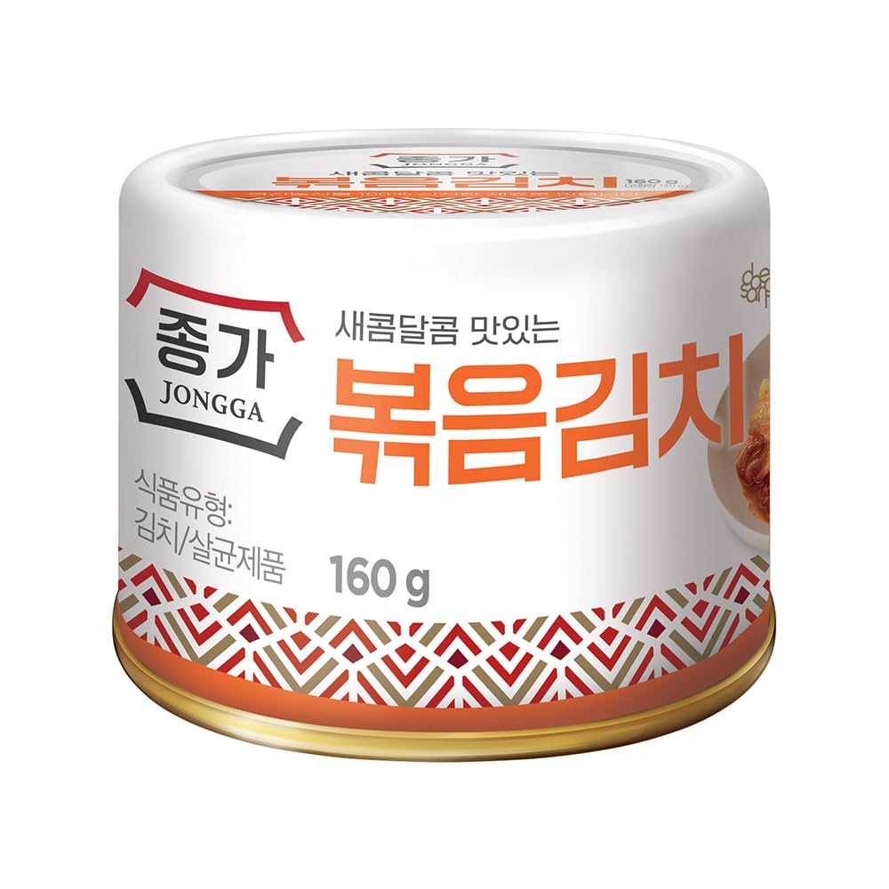 JONGGA Stir-Fried Can Kimchi (Pack of 1), Shelf Stable Canned Kimchi, Spicy Korean Authentic Fermented Pickled Cabbage, Perfect with Ramen, Noodles