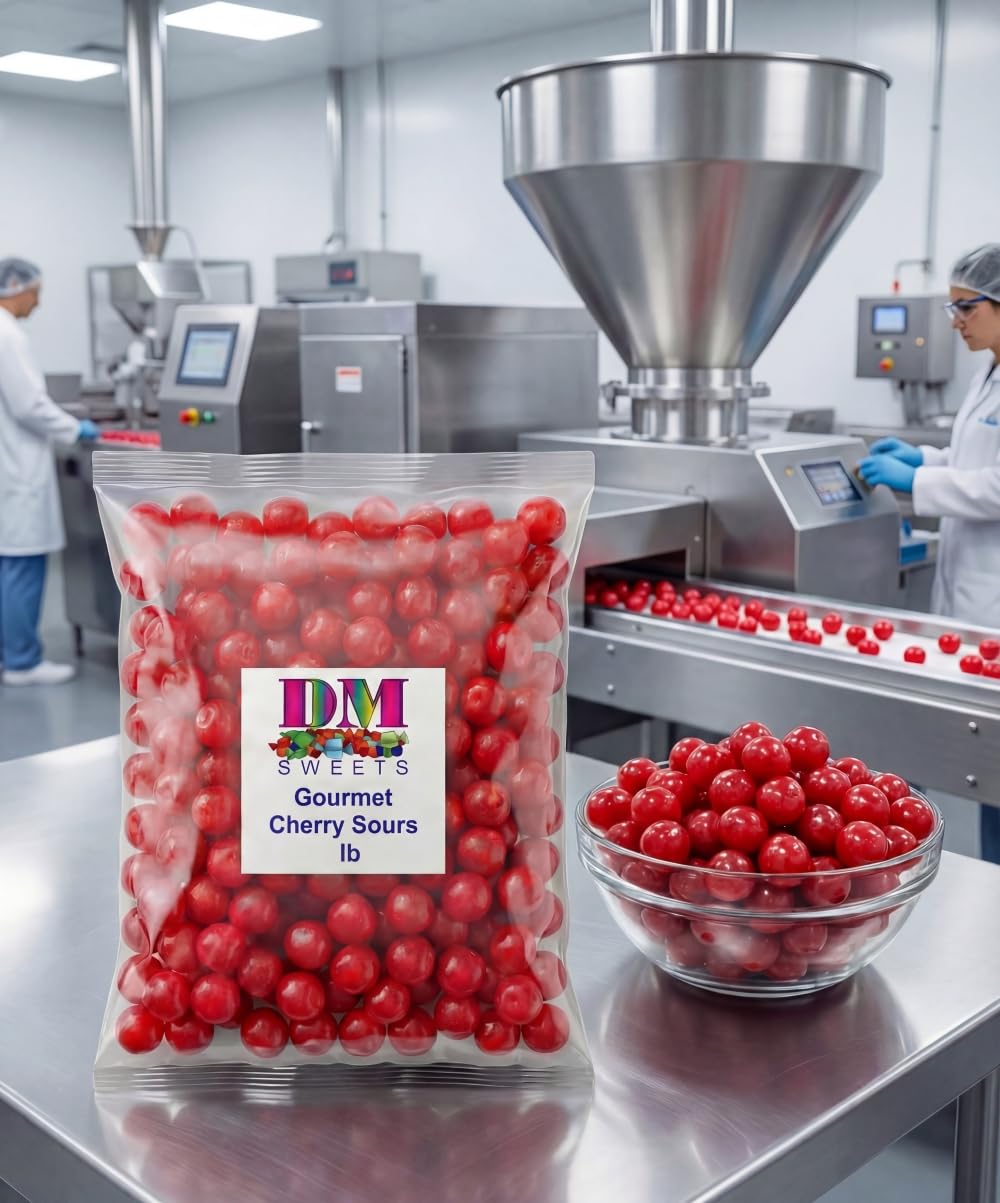 Cherry Sours Candy Balls - 2 lb Bulk Bag of Gourmet Tart Chewy Sweet and Sour Red Treats