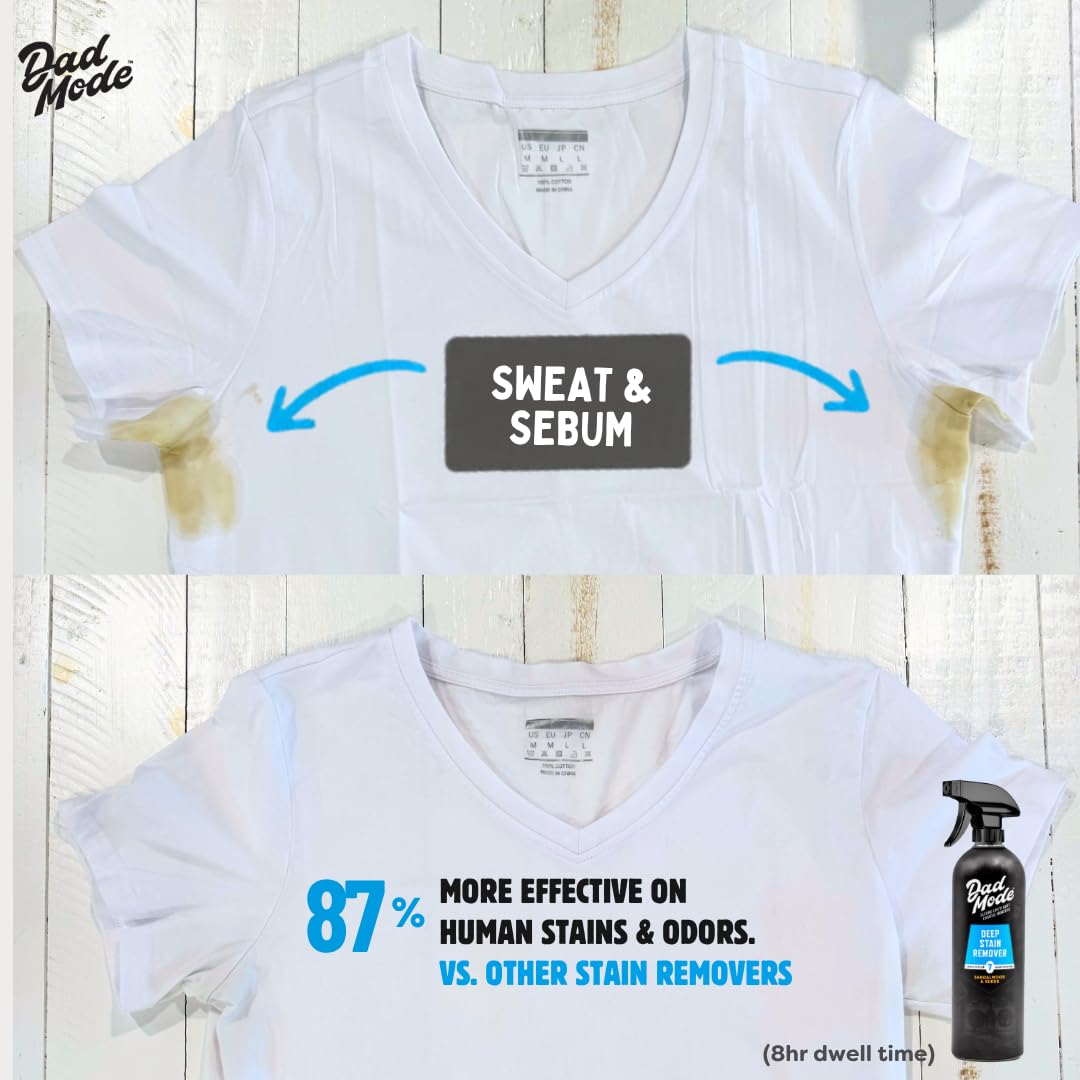 DadMode Laundry Stain Remover | 7-Enzyme Spray for Deep, Aged, Set-In Clothing Stains | DNAse Booster Cleans Bodily Fluids, Oil, Wine, Turmeric |
