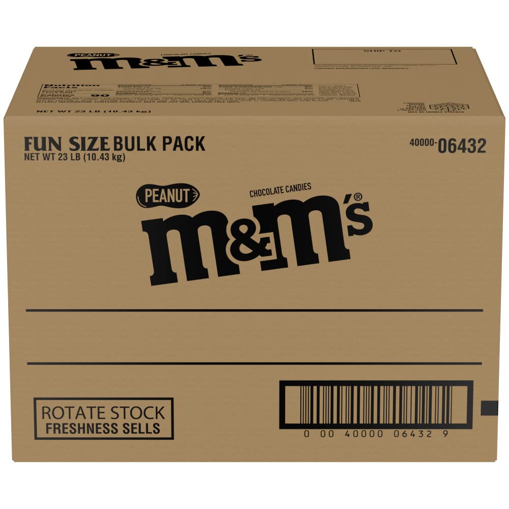M&M'S Peanut Chocolate Candy Fun Size 23-Pound Bulk Package Box, 368 Ounce (Pack of 1)