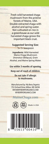 My Berry Chaga Mushroom Extract Liquid | 4oz | Tincture | 100% Wild-Harvested & Double Extraction | USA & Canadian Grown