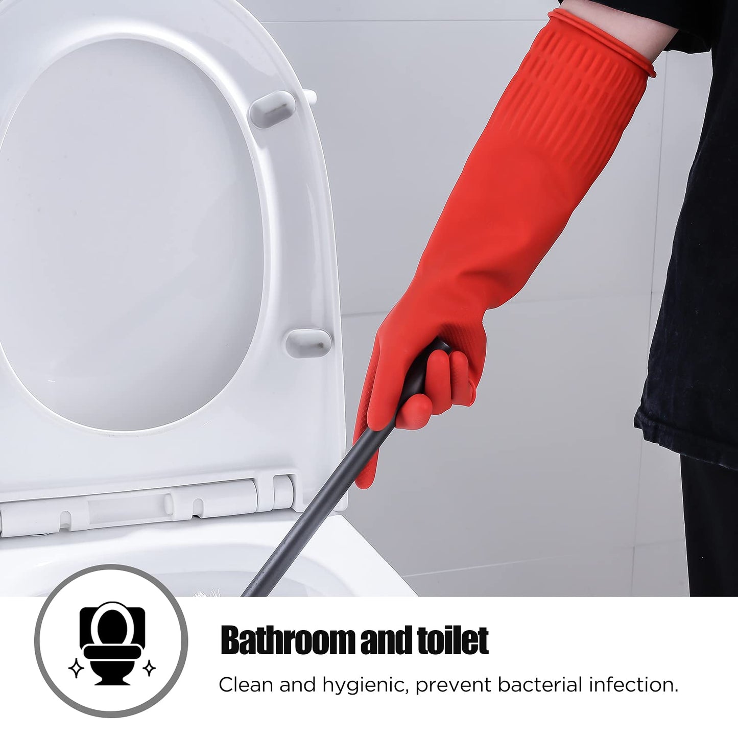 IUCGE Rubber cleaning gloves 1 Pairs for kitchen,Cotton Lining,Dishwashing gloves long with lined,Reuseable.(Small)