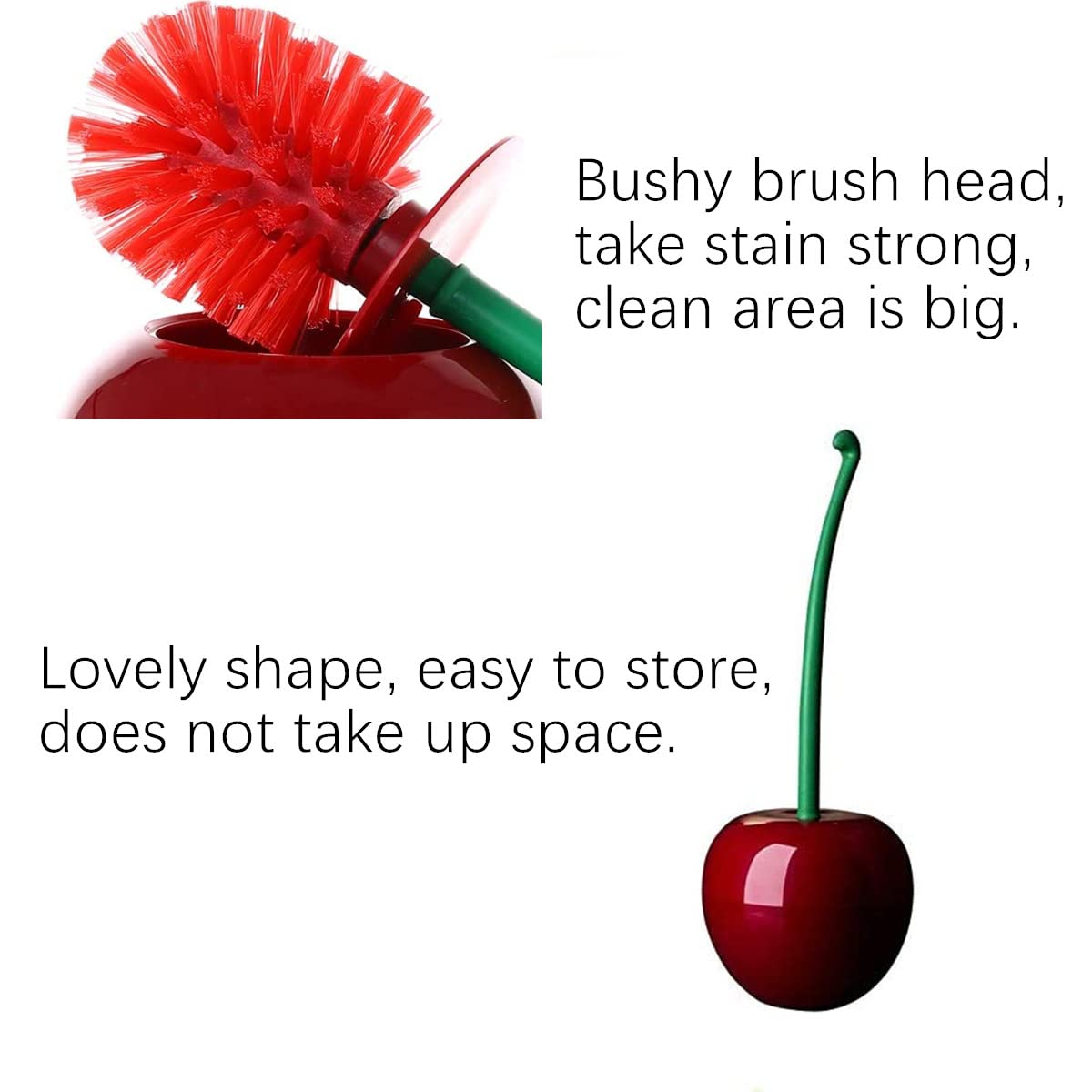 RUITASA Cherry Shape Toilet Brush, Toilet Bowl Brush Hold Combo Set, Toilet Bowl Brush Hold Combo Set, Standing Toilet Brush Set for Bathroom Toilet