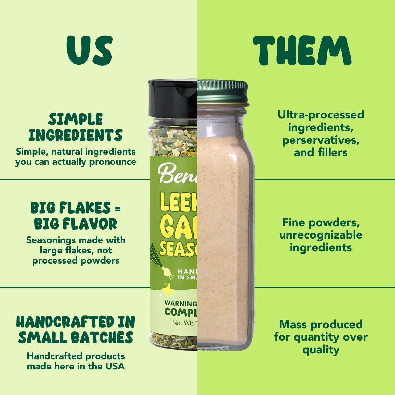 Benissimo Leek & Garlic Seasoning, Flake & Granule Blend for Chicken, Seafood, Vegetables, Pasta, Soups, Dips, Sauces, Roasting & Grilling with Pet