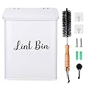 NUVRIX Magnetic Lint Bin for Laundry Room, Wall Mounted Metal Lint Box Holder Trash Can with Lid for Dryer, Lint Basket for Laundry Room
