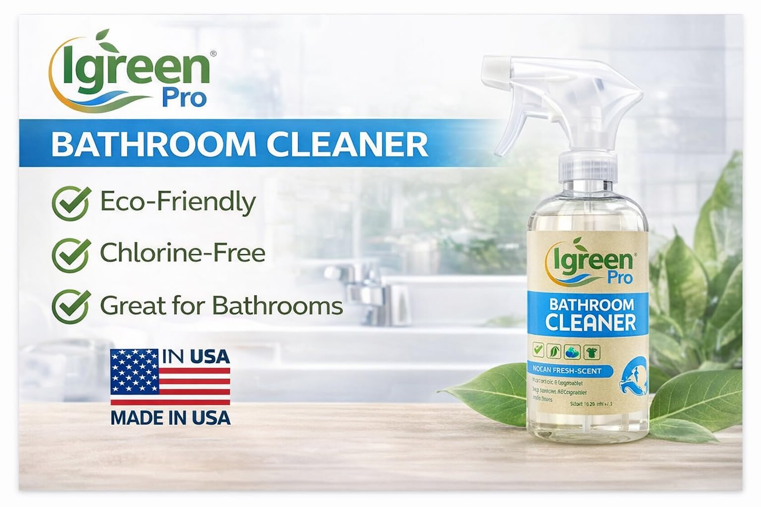 One Eco Friendly Bathroom Cleaner, Eco-Friendly, Scented, No Colors 16 Ounces