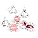 Big Dot of Happiness Baptism Pink Elegant Cross - Girl Religious Party Round Candy Sticker Favors - Labels Fit Chocolate Candy (1 Sheet of 108)