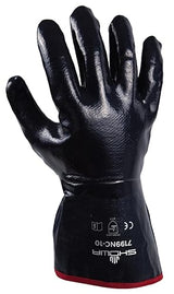SHOWA 7199NC Fully Coated Nitrile thru Safety Cuff General Purpose Work Glove with Cotton Jersey Liner, Smooth Grip, Large (12 Pair)