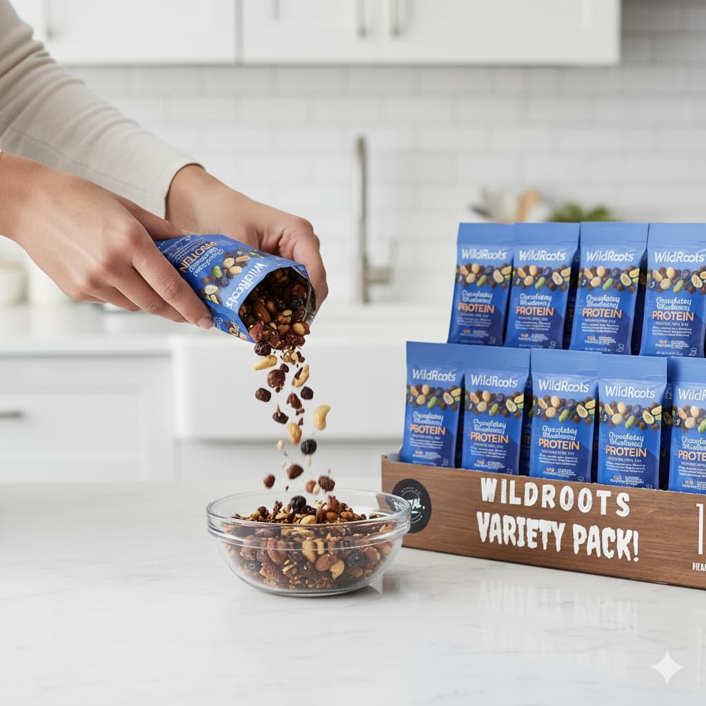WildRoots Chocolatey Blueberry Protein Trail Mix, Single Serve, 1.75 oz, 12 Pack