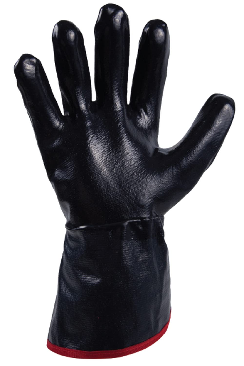 SHOWA 7199NC Fully Coated Nitrile thru Safety Cuff General Purpose Work Glove with Cotton Jersey Liner, Smooth Grip, Large (12 Pair)
