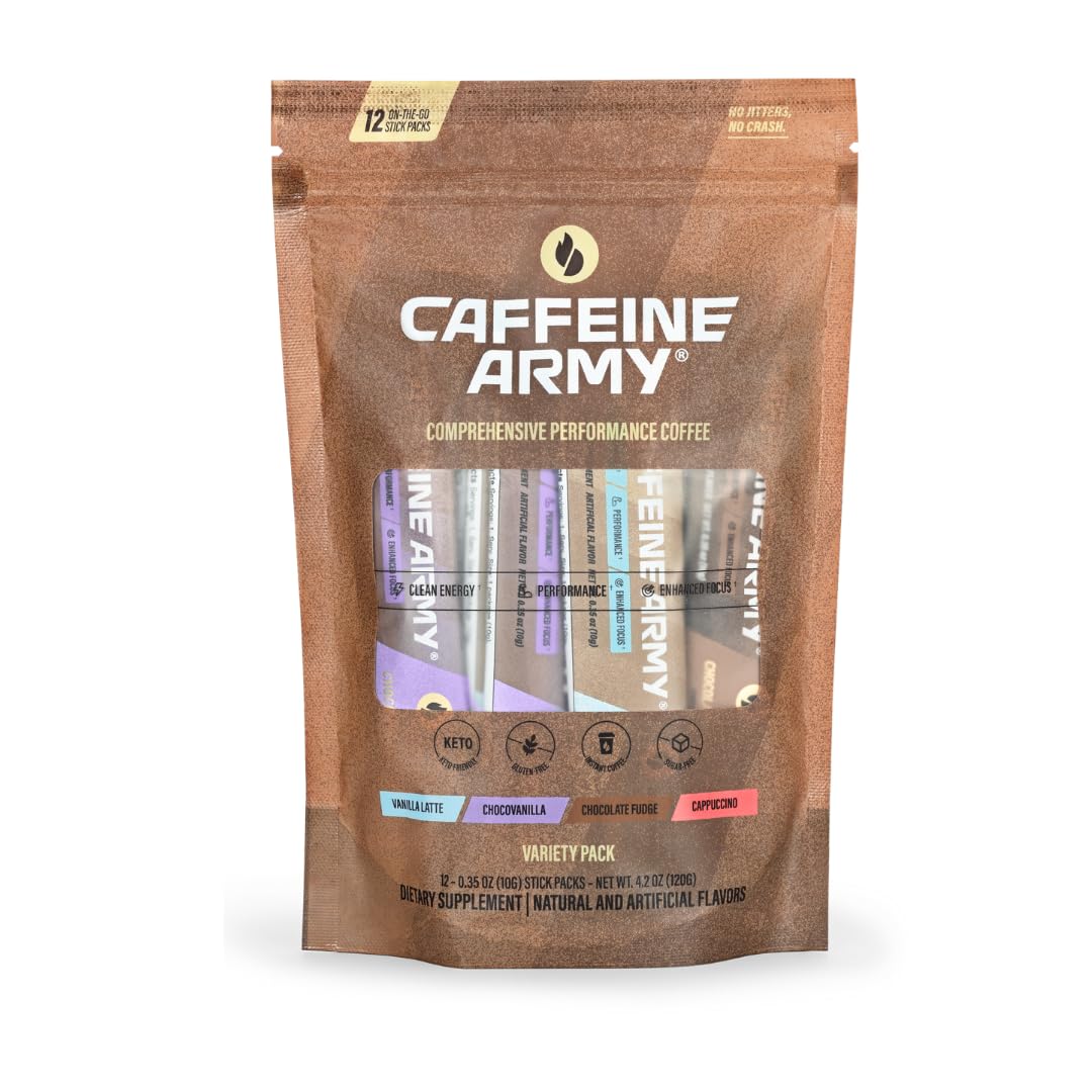 CAFFEINE ARMY Variety Pack | Comprehensive Functional Coffee with MCTs, CoQ10, Collagen and Adaptogens: Clean Energy + Supports Daily Attention, No