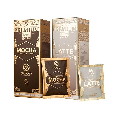 ORGANO Combo Pack, 1 box Cafe Latte and 1 Box Cafe Mocha 100% Certified Organic Gourmet Coffee