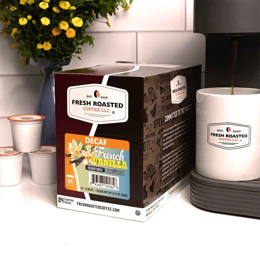 Fresh Roasted Coffee, Decaf French Vanilla, Flavored Coffee Pods, K-Cup Compatible, 24 Count