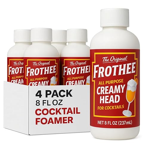 FROTHEE All Purpose Cocktail Foamer 8oz - Egg Substitute, Vegan, Gluten & Alcohol Free Foam - For Cocktails, Mocktails, & Shaken Drinks, 4 Pack
