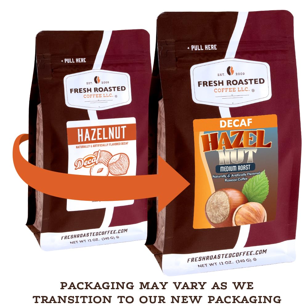 Fresh Roasted Coffee, Decaf Hazelnut Flavored 2 lb (32 oz), Medium Roast, Kosher, Ground 2 Pound (GROUND)