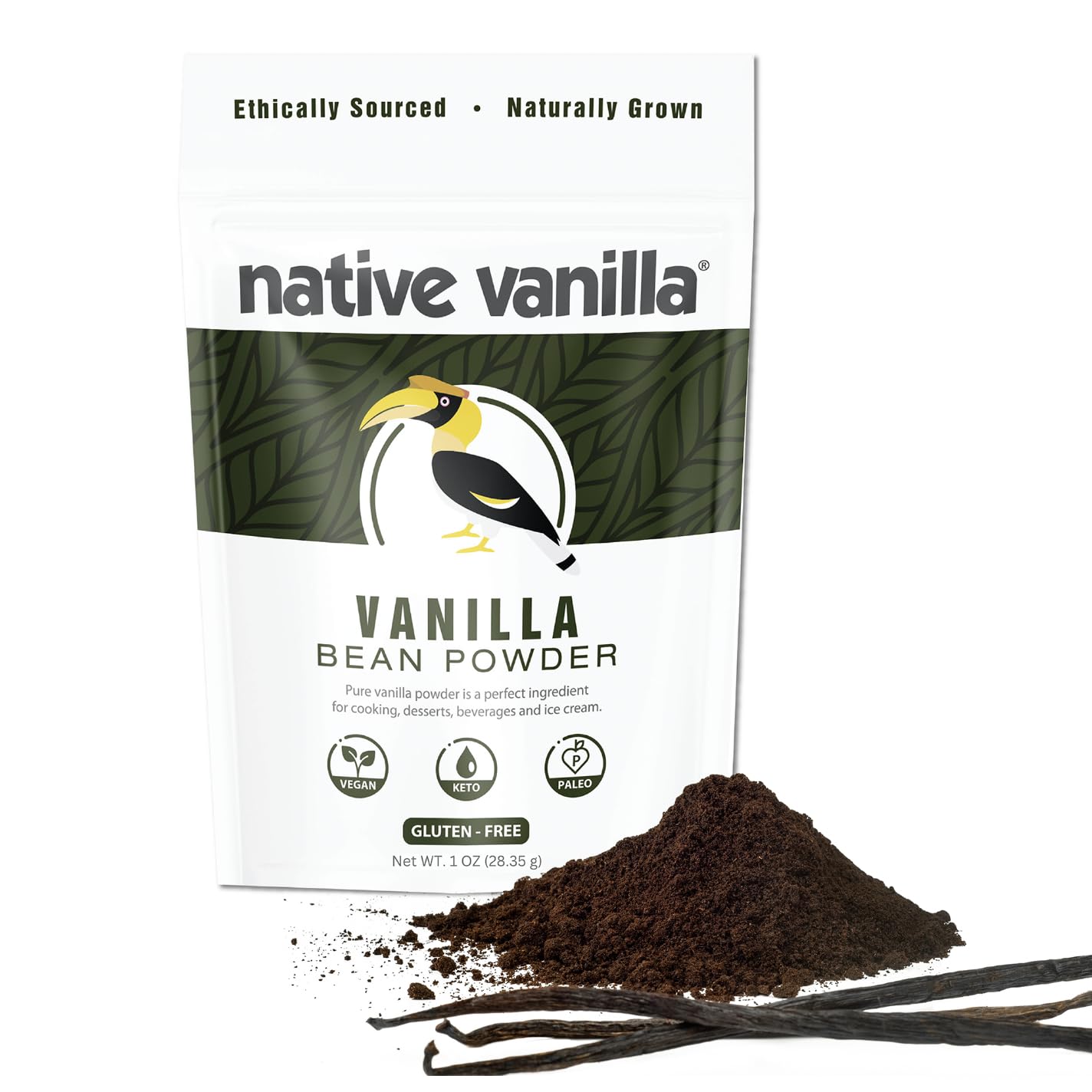 Vanilla Bean Powder - 1 oz - Premium 100% Pure Ground Vanilla Bean Powder - For Cooking, Baking, Coffee, Smoothies & Desserts - No Fillers or