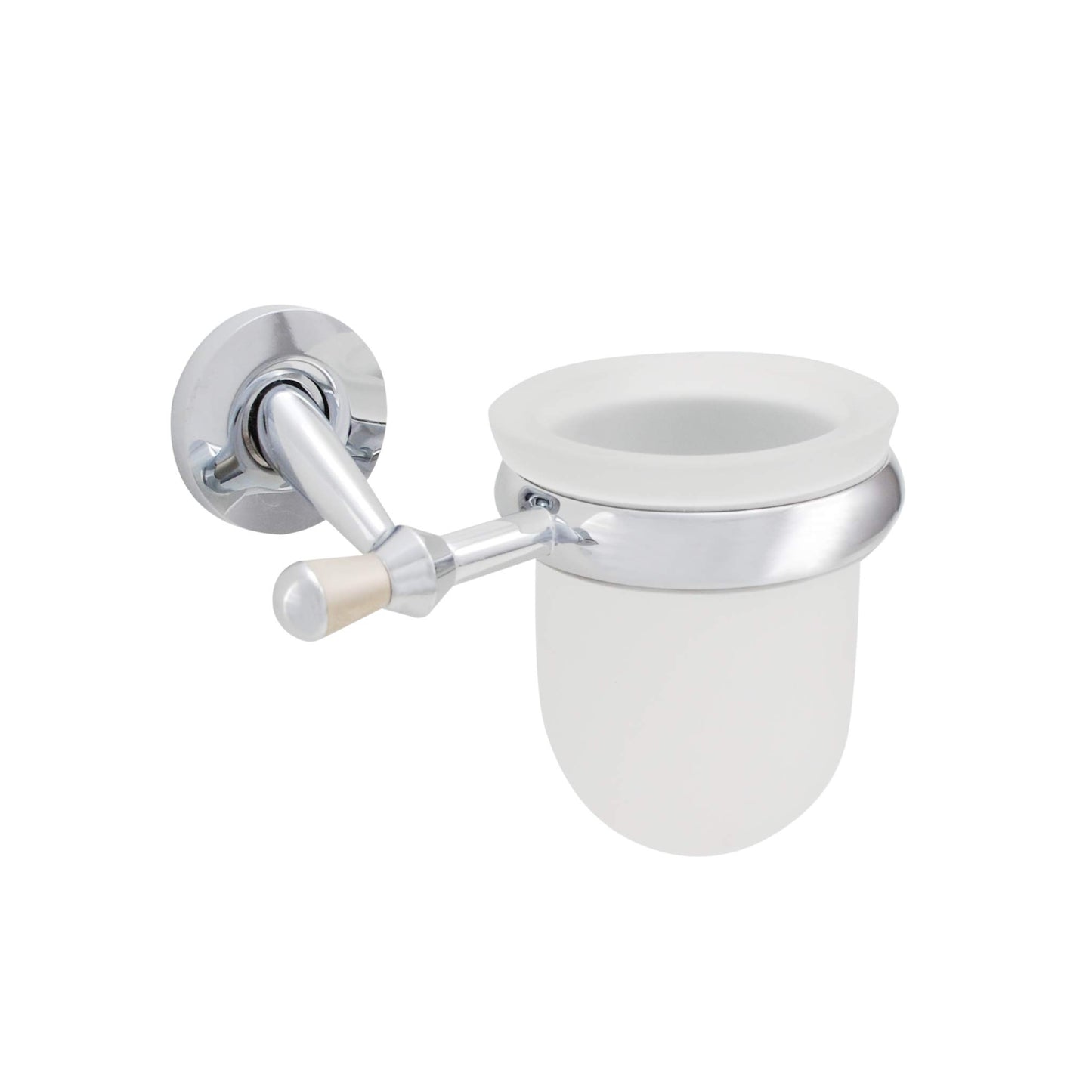 URBN.design - Nolde Series - Contemporary Toilet Brush and Wall-Mounted Removable Drip Cup Holder, Polished Chrome with Dark Silver Finish and Frosted