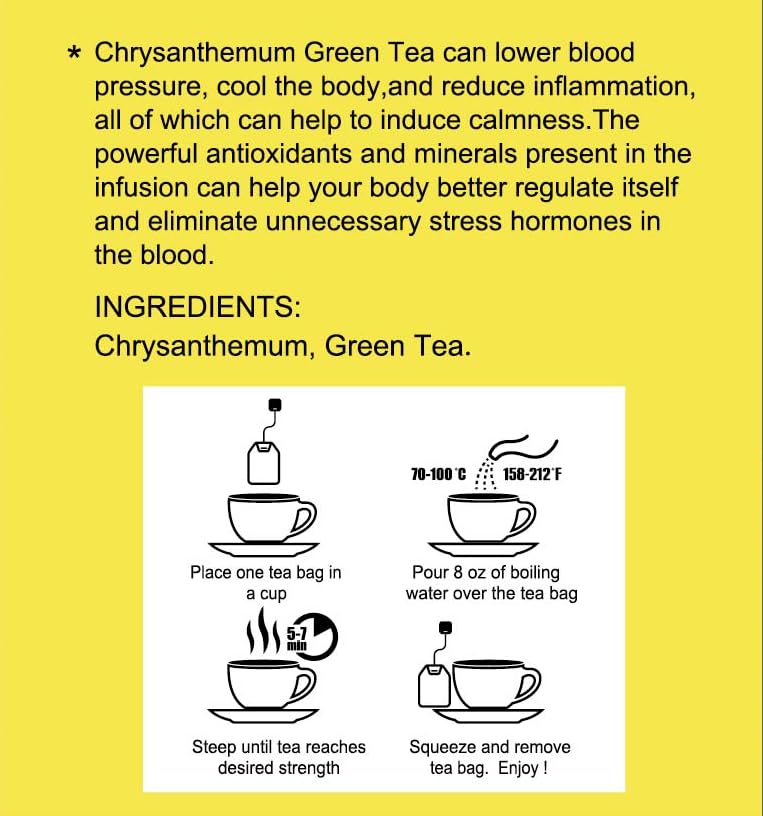 GT Chrysanthemum Green Tea, 1.13 Ounce Box (16 Tea Bags)