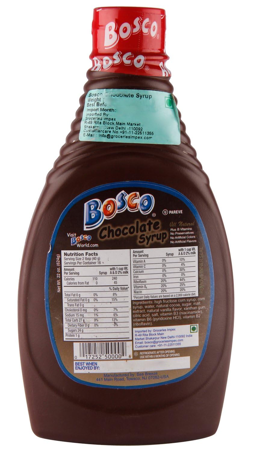 The Original Bosco Chocolate Syrup - 22 oz Squeeze Bottle all nature - 3 pack