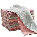 QURIPE 10-Pack Microfiber Cleaning Cloth Dish Towels, Double-Sided Dish Drying Towels?Reusable Household Cleaning Cloths for House Furniture Table