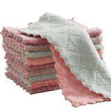 QURIPE 10-Pack Microfiber Cleaning Cloth Dish Towels, Double-Sided Dish Drying Towels?Reusable Household Cleaning Cloths for House Furniture Table