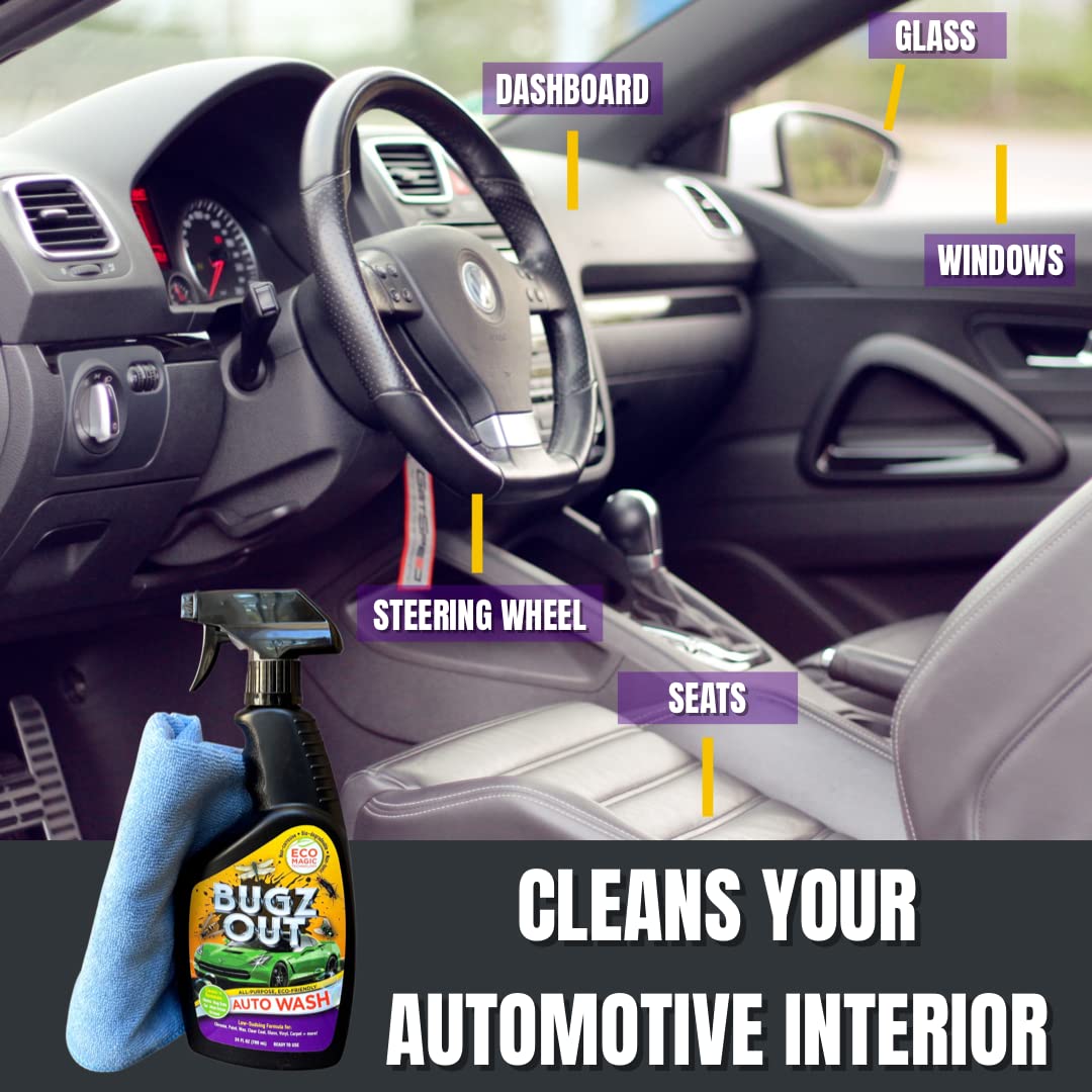 Bugz Out Car Bug Cleaner, Remover & Wash - Spray Bugs, Tar, Bird Poop Off Exterior of Car & Windshield. Remove Black Streaks Without Scratching or