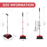 XXFLOWER Broom and Dustpan Set with Long Handle, Light Weight Stainless Steel Poles Stand Upright Dustpans with Broom Combo for Home Kitchen Office