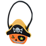 HUBZ Halloween Felt Trick or Treat Baskets, 6 Pack, Pumpkin, Witch, Pirate Themes, 5.5 x 3 x 6.7 in