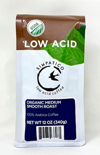 Simpatico Low Acid Coffee - Regular - Organic Medium - Whole Bean (12oz bag)