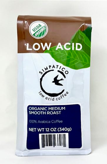 Simpatico Low Acid Coffee - Regular - Organic Medium - Ground (12oz bag)