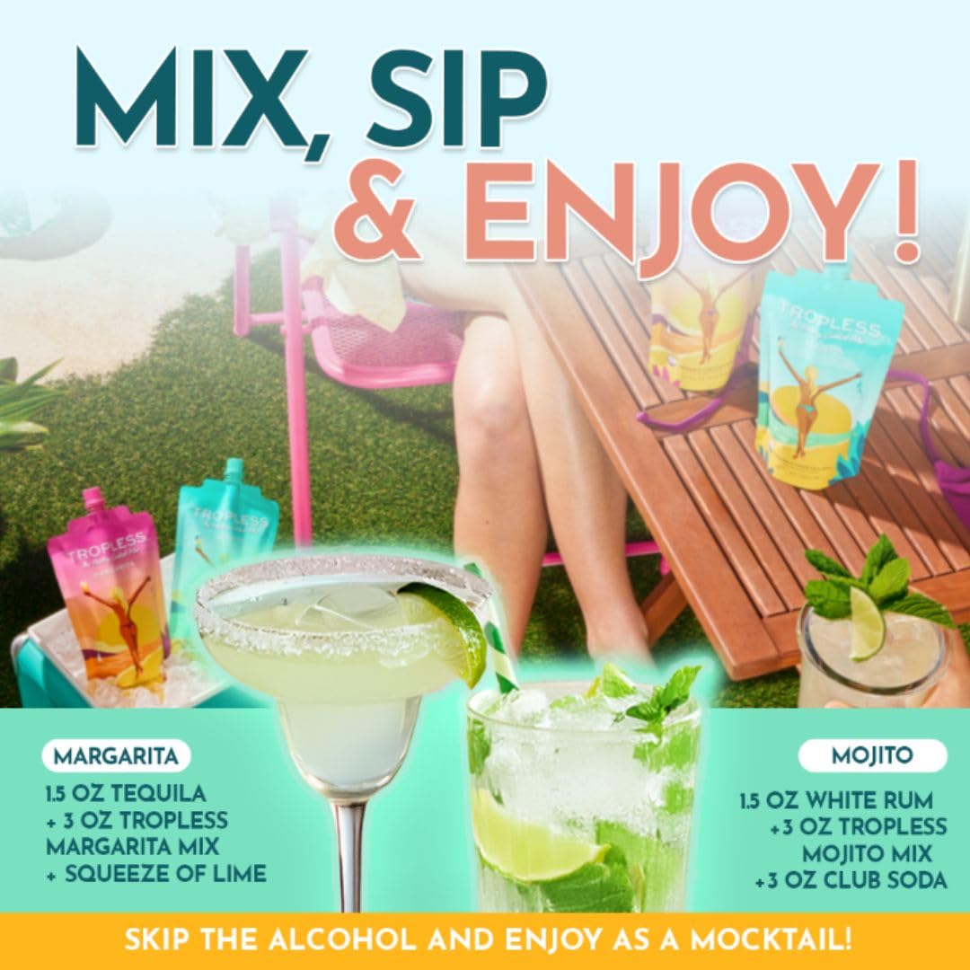 TROPLESS Healthy Mojito Mix, No Sugar Added, Plant-Based Sweeteners, 5 Organic Ingredients, Powered with Hydrating Coconut Water and Electrolytes