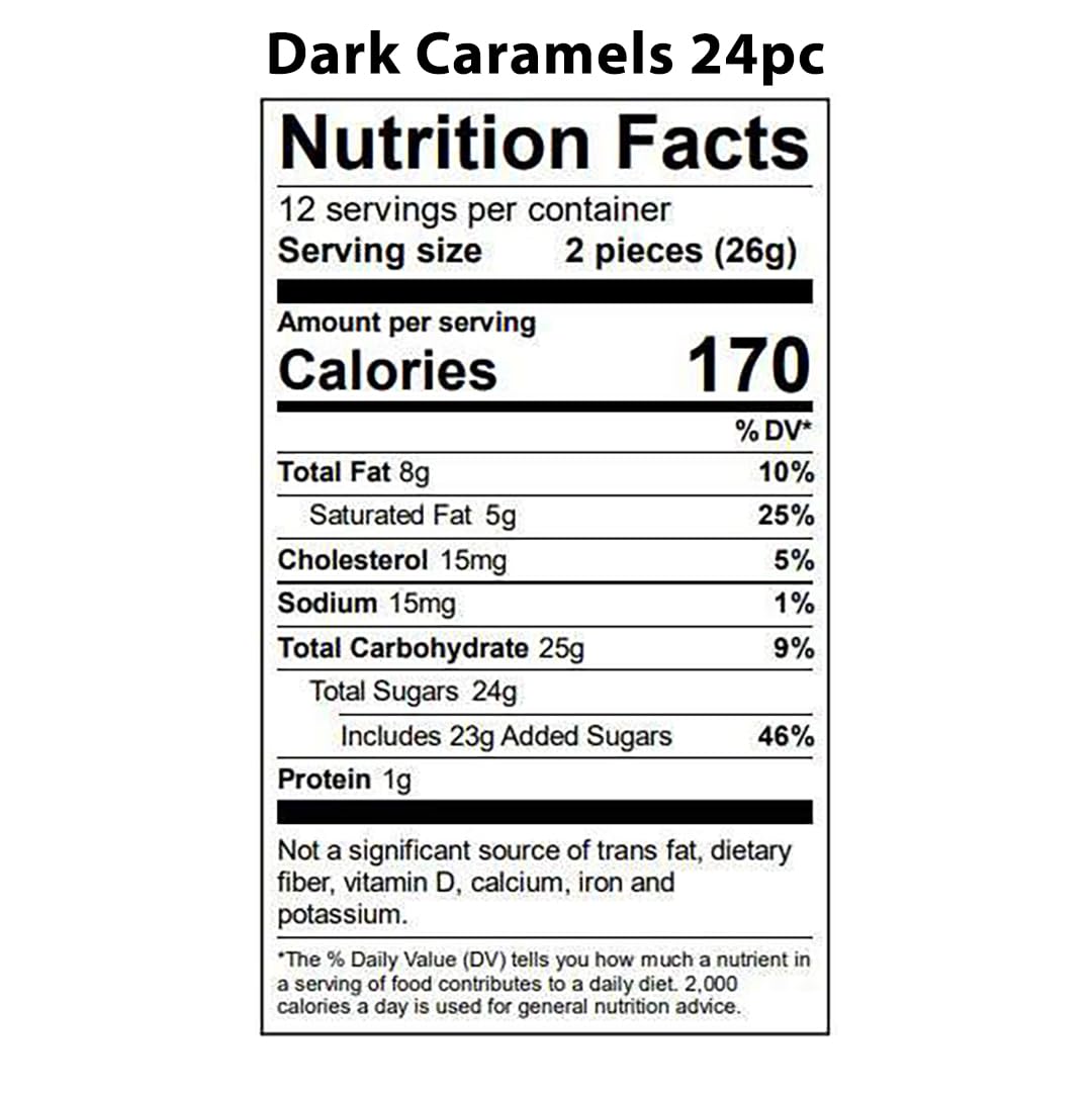 Vermont Nut Free Chocolates Boxed Chocolate Caramels (Dark Chocolate) 24-Piece, Nut-Free, Egg-Free, Kosher