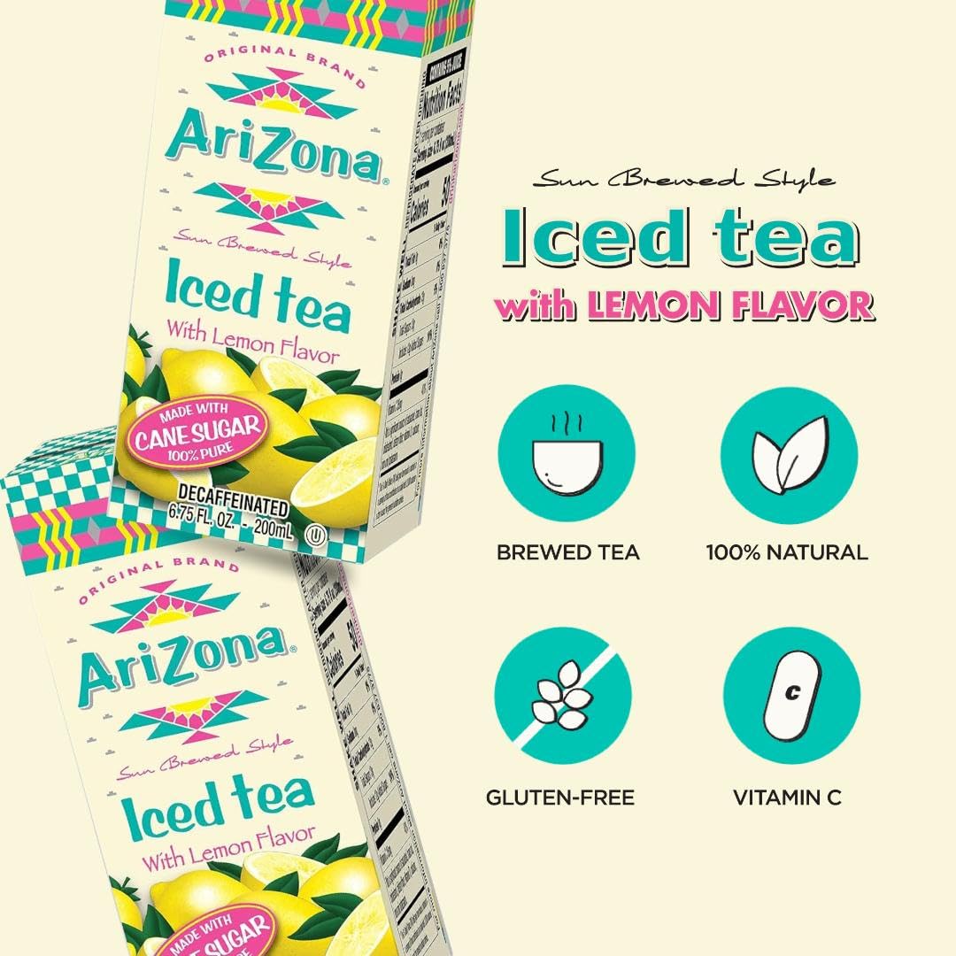 Arizona Decaffeinated Lemon Tea, 6.75 Fl Oz, Pack of 32