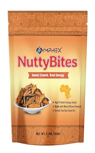 Imphex NuttyBites | Senegalese Caramelized Peanut Bars - Crunchy, Sweet & Energy-Packed | Authentic West African Nougat Snack | 5.3 oz (150g)