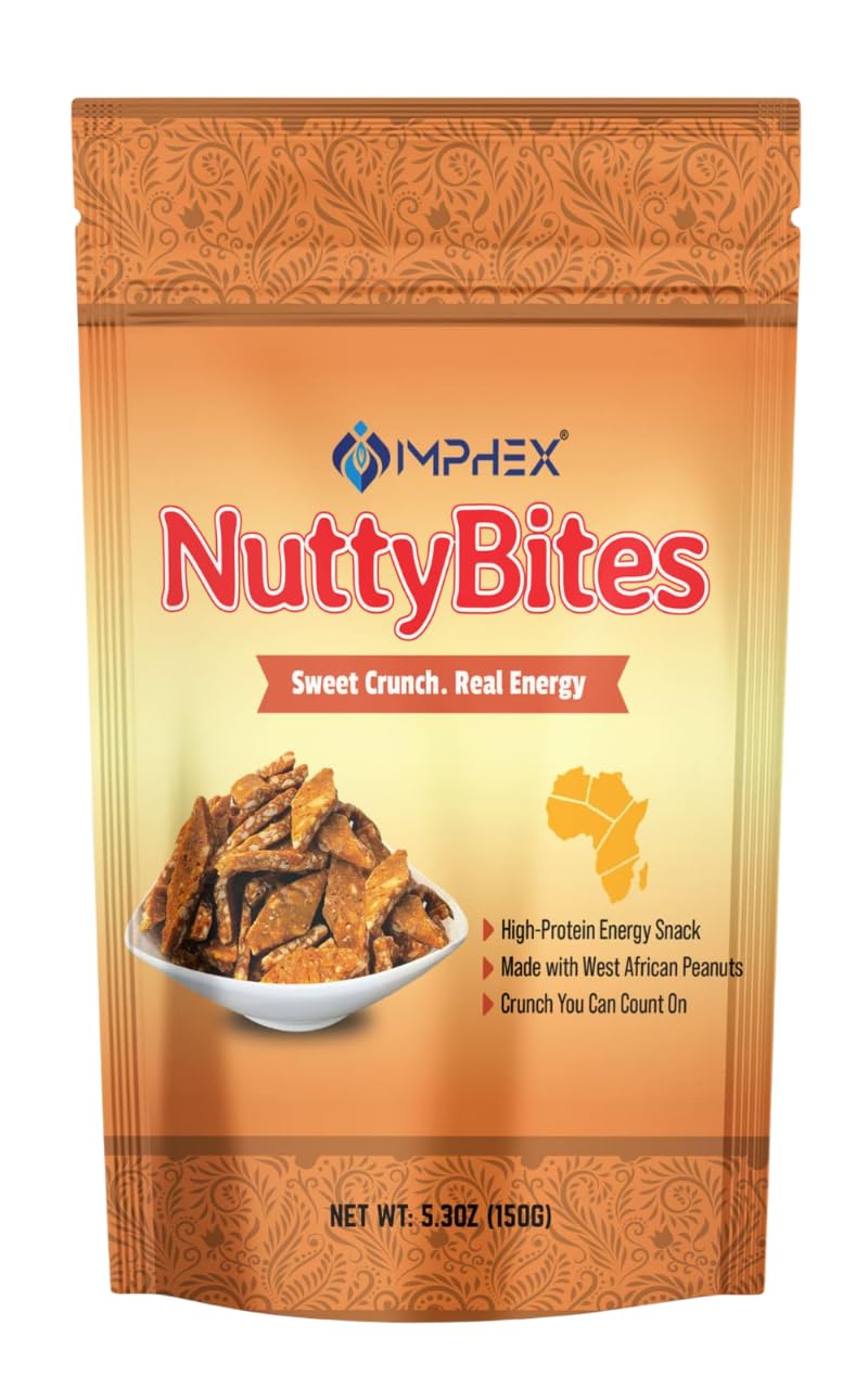 Imphex NuttyBites | Senegalese Caramelized Peanut Bars - Crunchy, Sweet & Energy-Packed | Authentic West African Nougat Snack | 5.3 oz (150g)
