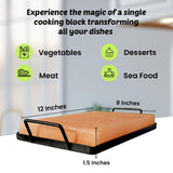 POHS Himalayan Salt Block Cooking Plate 12x8x1.5 for Cooking, Grilling, Cutting and Serving, with Metal Tray & Recipe Booklet Unique Gifts for Men